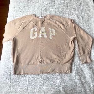 Beige cream tan Gap cropped sweatshirt crew neck